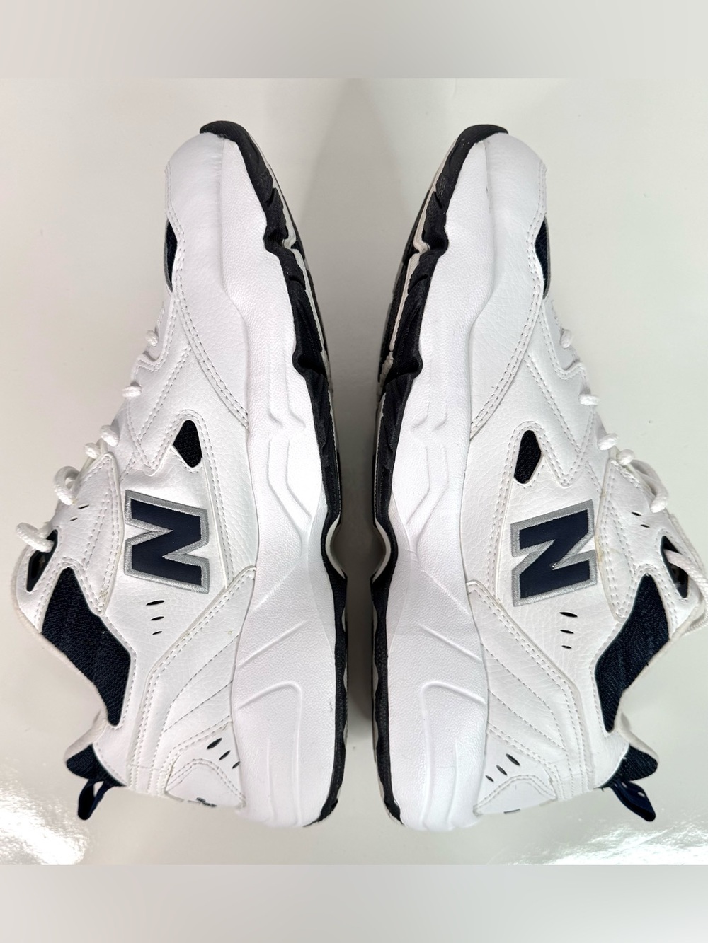 NEW BALANCE MX608 Men’s 12D NEW IN BOX Cross Training White Navy Leather Sneaker - Picture 5 of 14